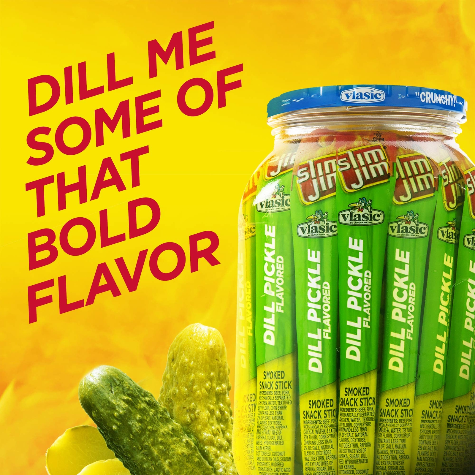 Slim Jim Giant Dill Pickle Smoked Meat Sticks 24 Count Pack 0.97 Ounce