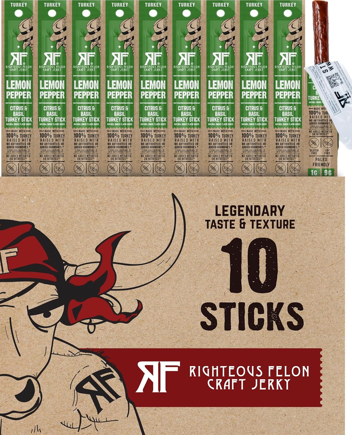 Turkey Meat Sticks Gluten-Free Keto High Protein Low Sugar Healthy Snack 10 Pack