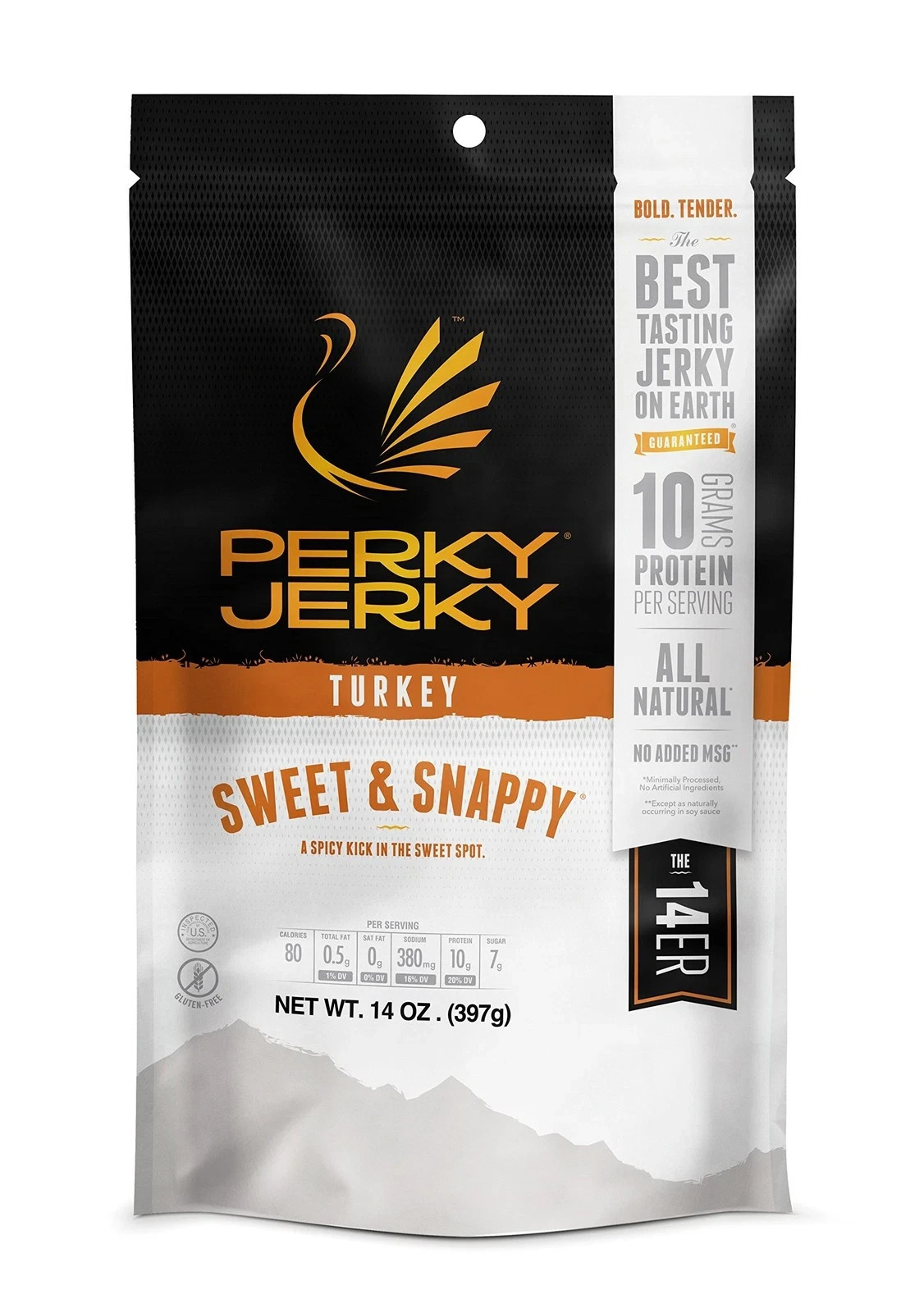 Perky Jerky Sweet and Snappy Turkey Jerky, 14oz – Low Sodium – 10g Protein pe…