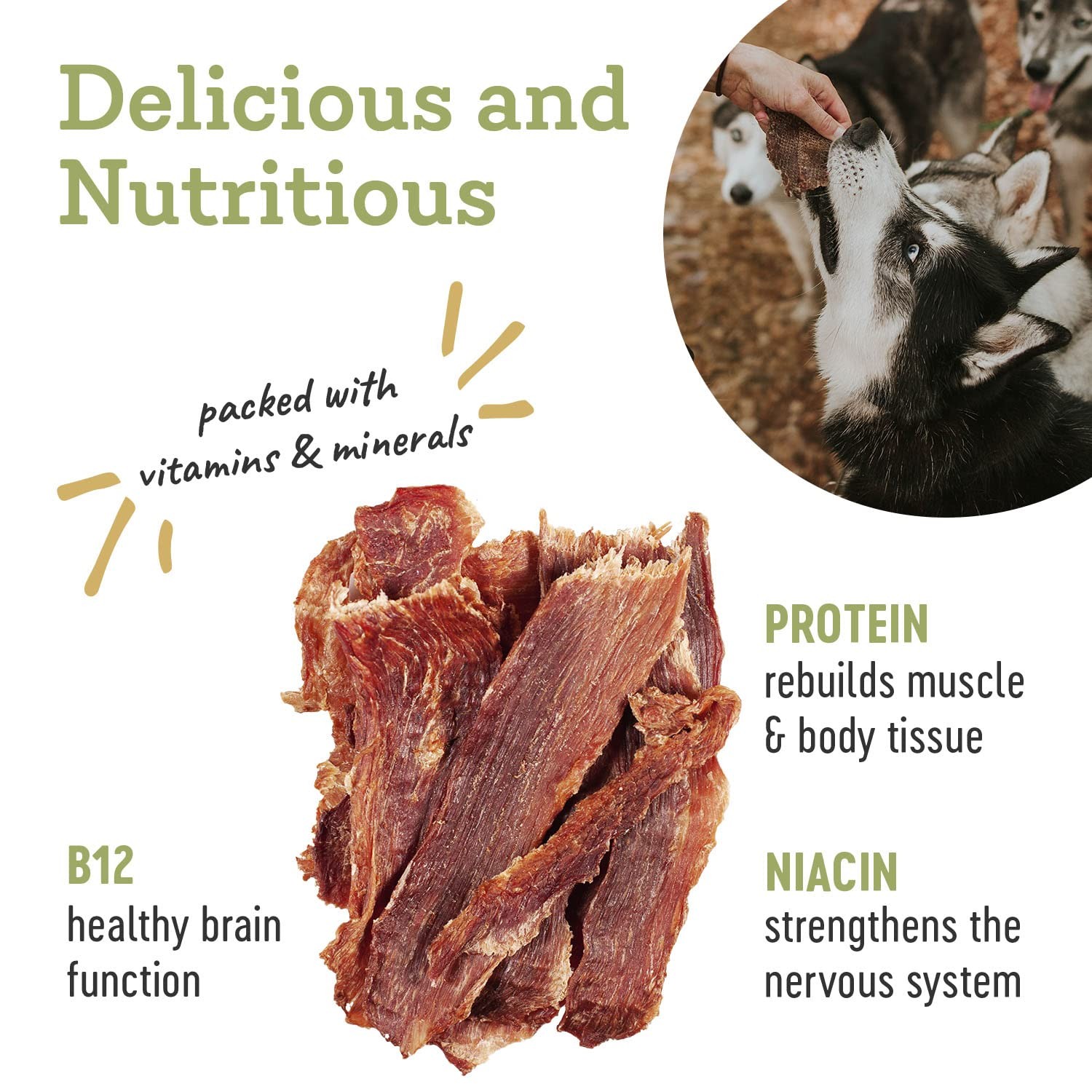 Pork Jerky Dog Treats 3.5 oz 1 Pack 100% Humanely Raised Break-to-Size Training