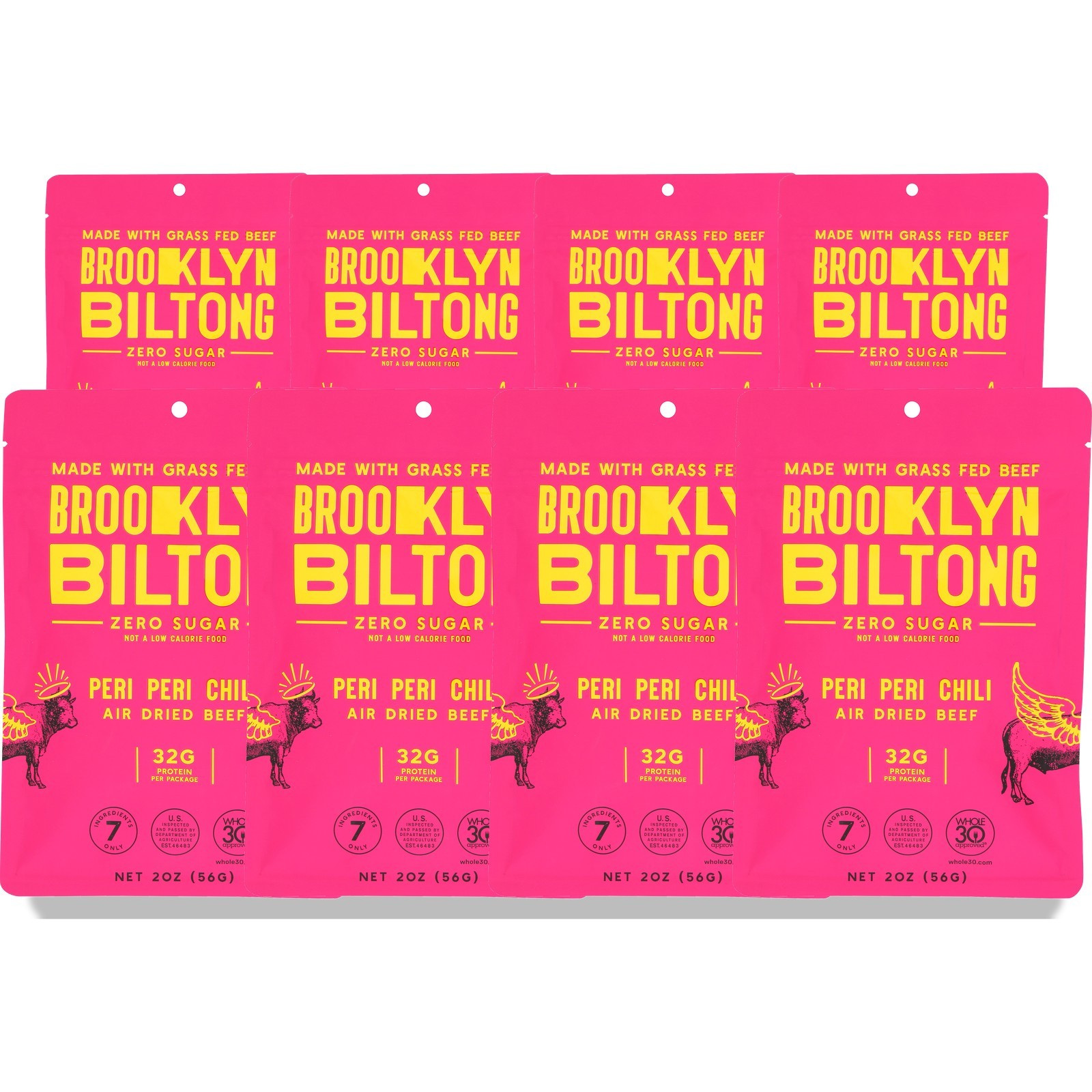 Peri Chili Air Dried Beef Biltong By Brooklyn 2 Oz Snack 8 Pack