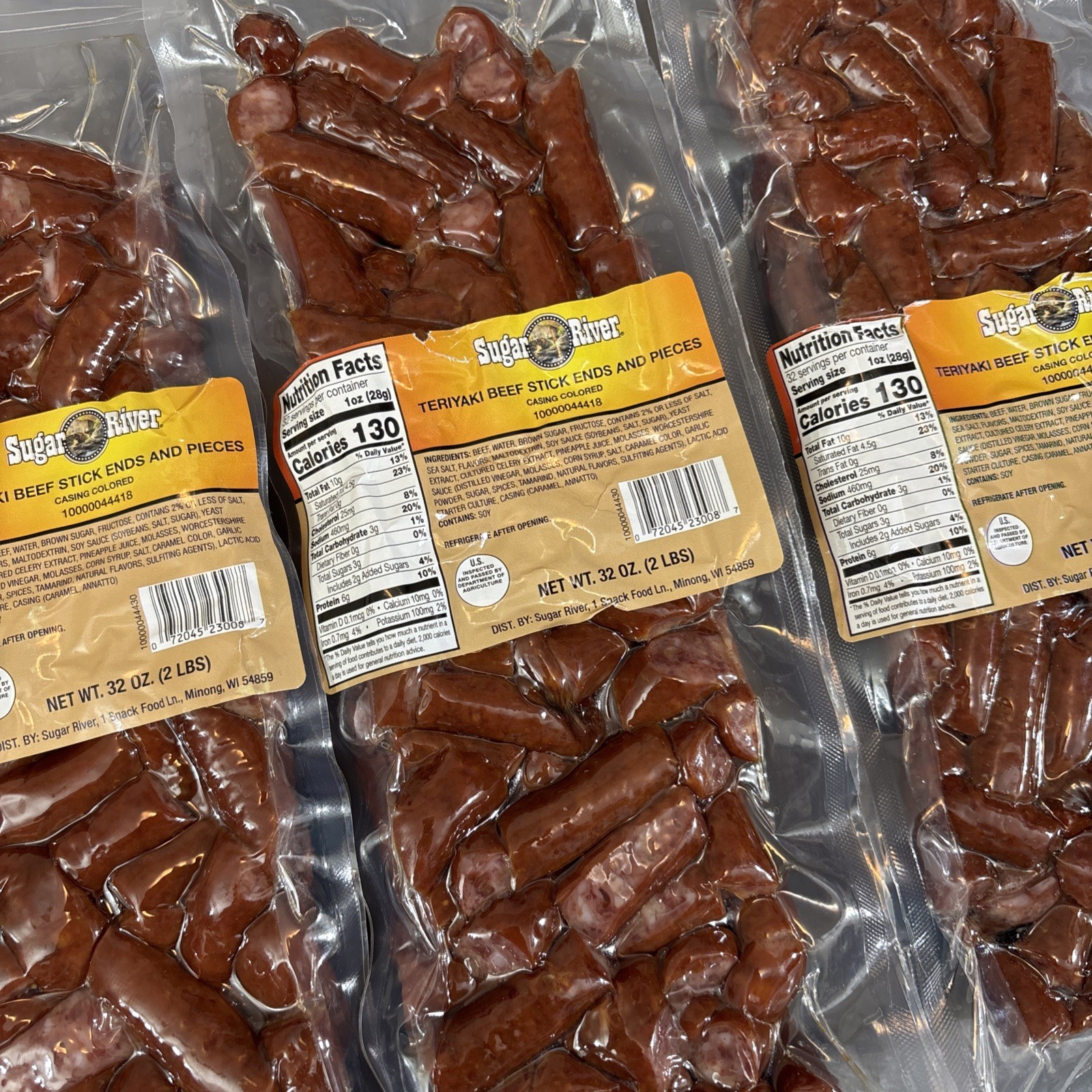 3 x 2lb SUGAR RIVER TERIYAKI BEEF STICK Ends & Pieces Gluten Free NEW PRODUCT