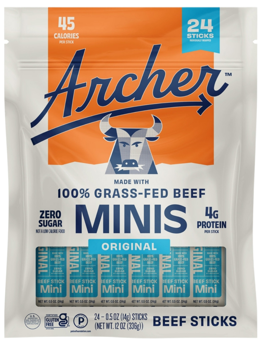 4 Country Archer Original Mini Beef Sticks (24 Pack each) Grass Fed.