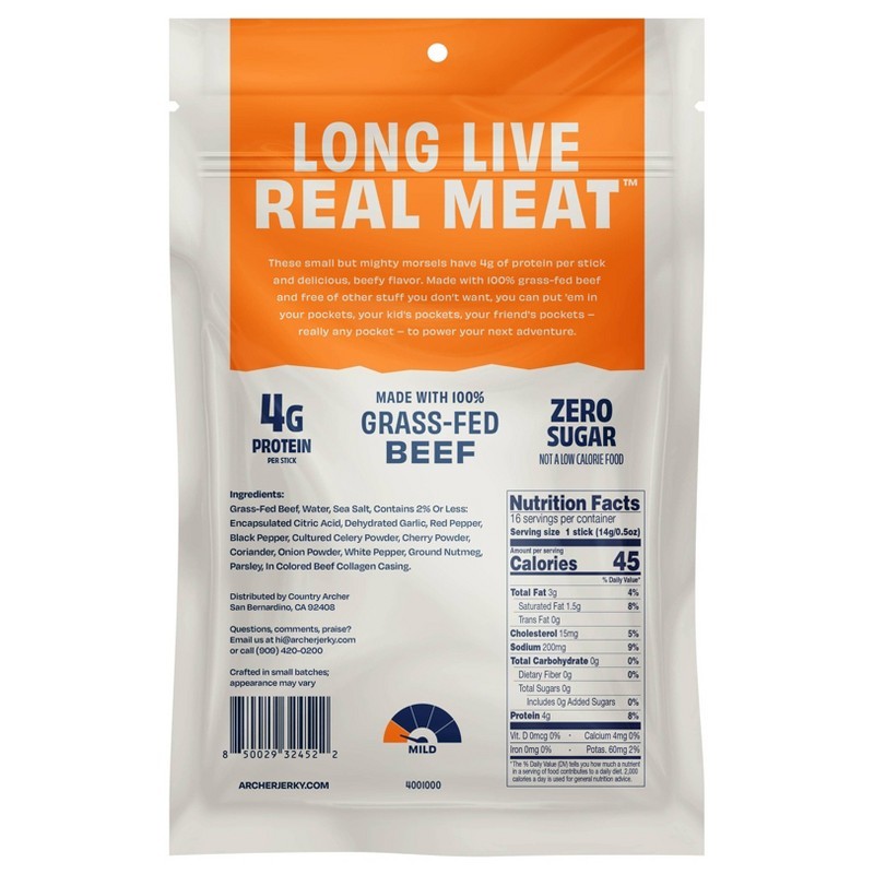 Original Beef Mini Sticks – 16ct/8oz Archer Jerky 100% Grass-fed