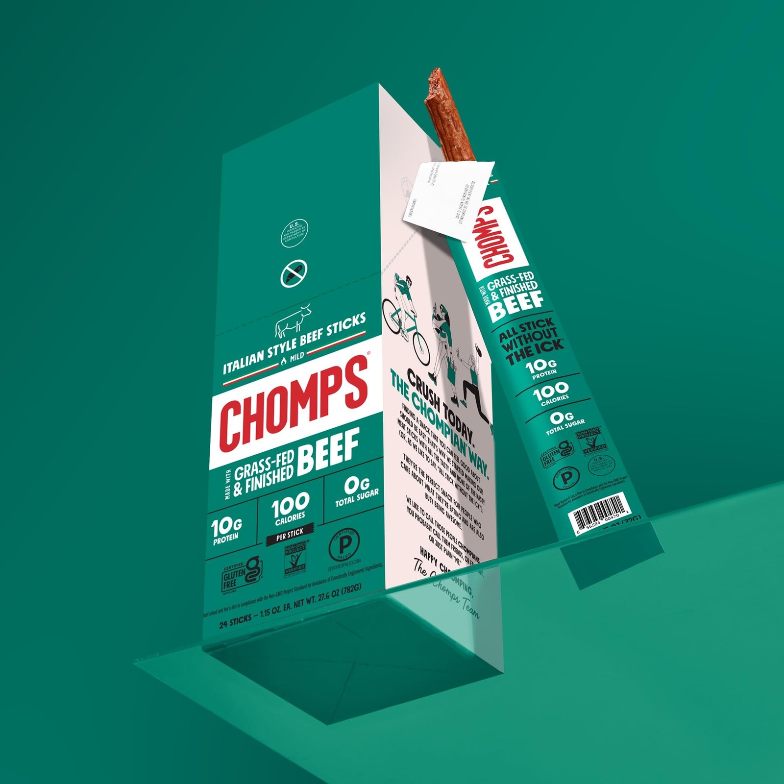 CHOMPS Grass Fed Beef Jerky Meat Snack Sticks, AIP Diet Compliant, Keto, Pale…