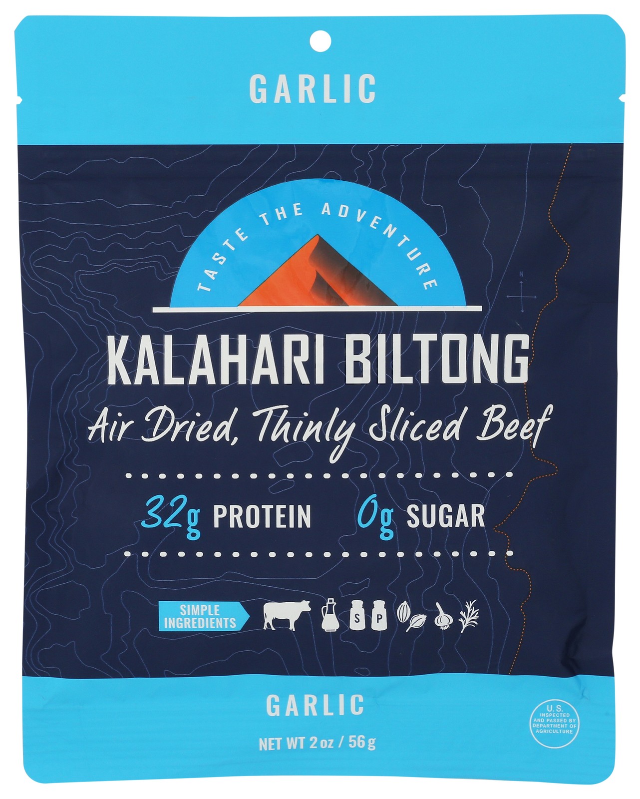 Kalahari Biltong Garlic Beef Air Dried Thin Sliced 2 Oz Snack 8 Pack