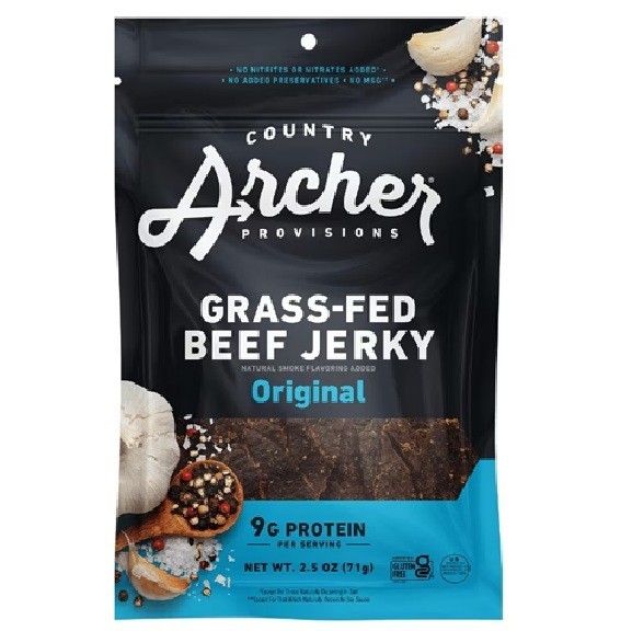 Country Archer GRASS-FED BEEF Jerky ORIGINAL 2.5 oz No Nitrates 1 Bag MAR 2026