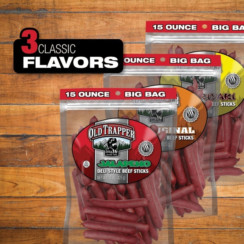Jalapeno Smoked Beef Sticks 15 oz Resealable Bag of Premium Meat Snacks