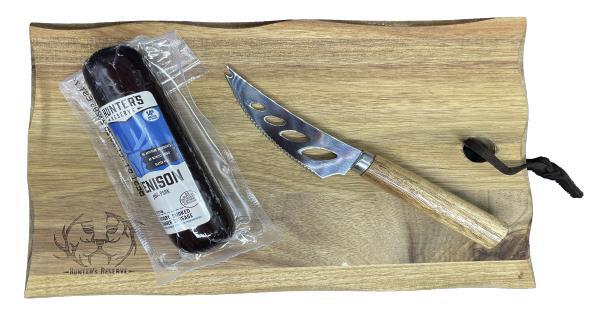 Hunters Reserve Cutting Board w/knife Exotic Elk Bison Venison Summer Sausage