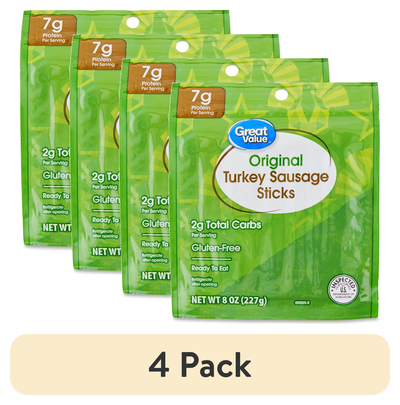 (4 pack) Original Turkey Sausage Sticks Resealable Package, 8 oz