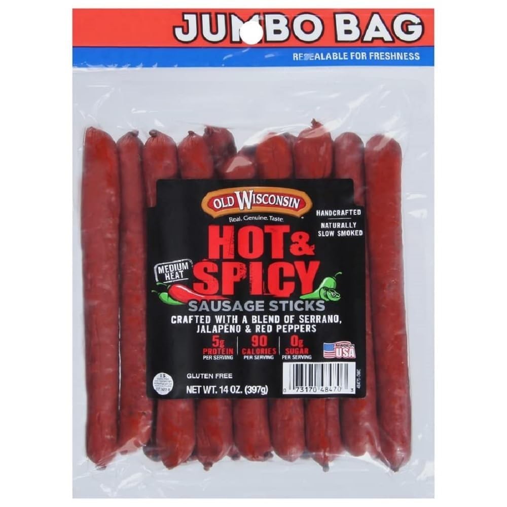 Hot and Spicy Sausage Snack Sticks, 14 OZ Resealable Pack