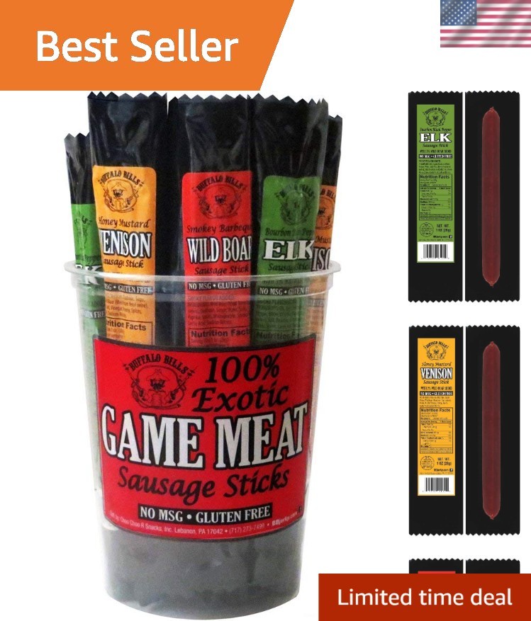 15-Pack 1oz Gluten-Free Exotic Game Sausage Sticks – Elk, Venison, Wild Boar