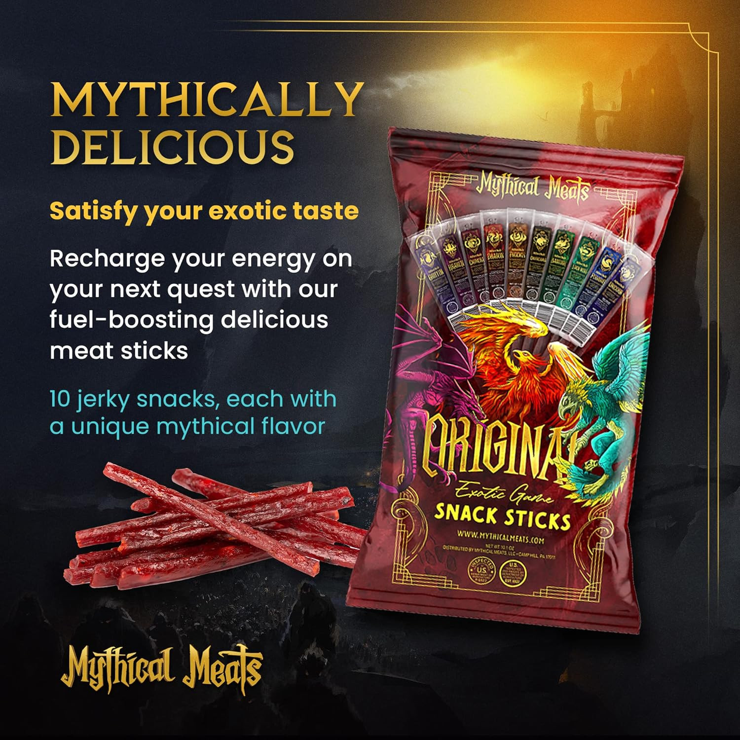 Mythical Meats Original Exotic Flavor Sampler Pack – 10 Exotic Game and Beef …