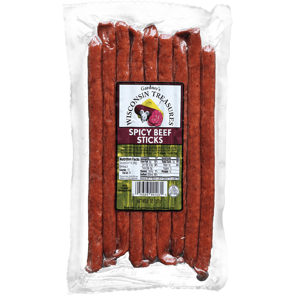 1/2 POUND BIG SPICY HOT All Beef Meat Snack Sticks – One 8 oz. pack Gehrke Jerky