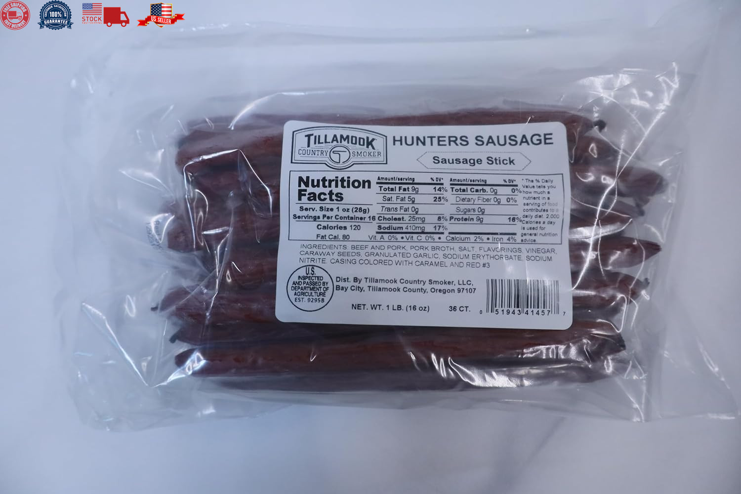 Tillamook Country Smoker – Hunter’s Sausage Meat Sticks 36 ct Bulk-USA