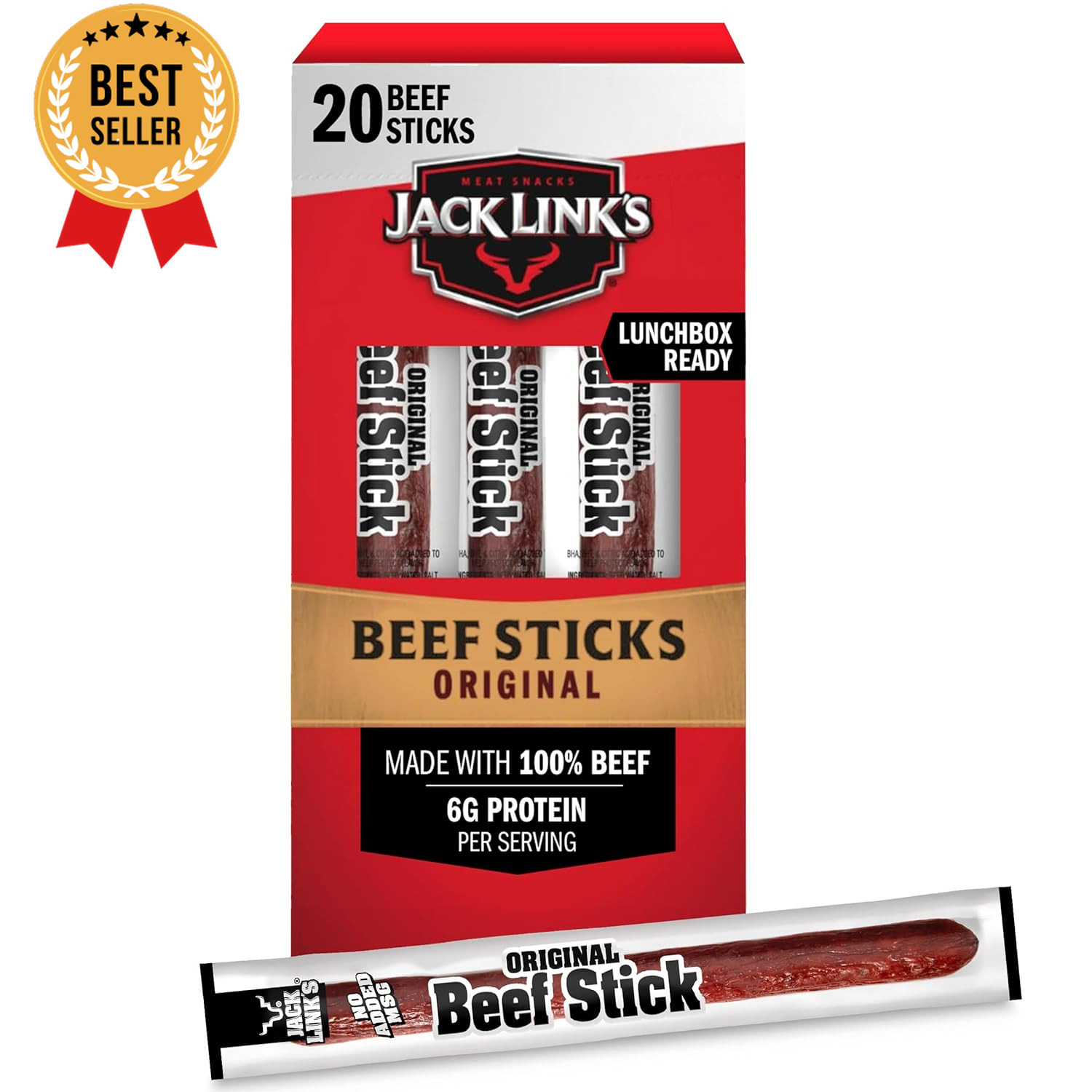 20x Original Beef Sticks 0.92oz Keto Snack 6g Protein Each 100% Beef Wrapped