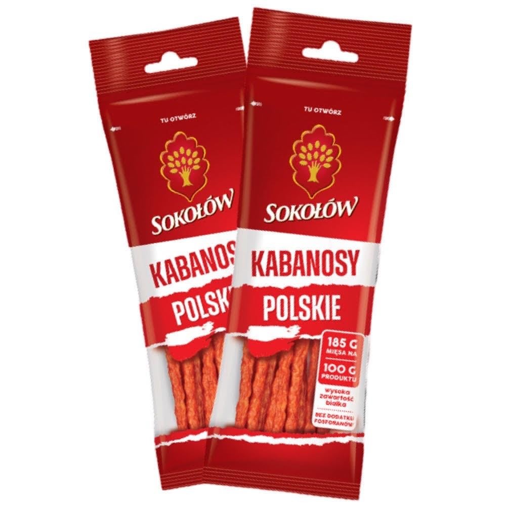 Dry Thin Kabanos, Polish Style Kabanosy, Cooked, Smoked and Dried Pork 4.2 oz