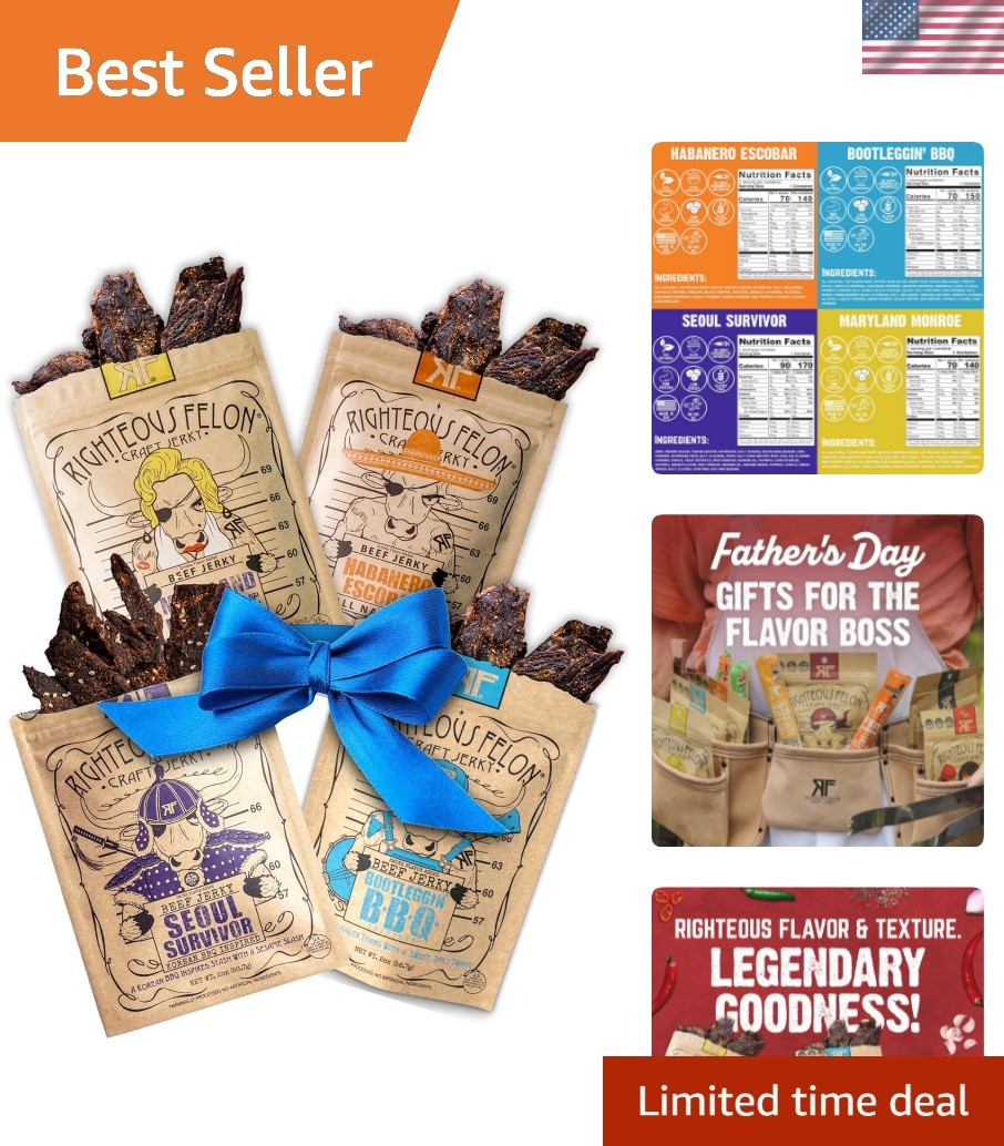 Gourmet Spicy Beef Jerky Pack – 4 Flavor Variety, Perfect Gift for Jerky Lovers