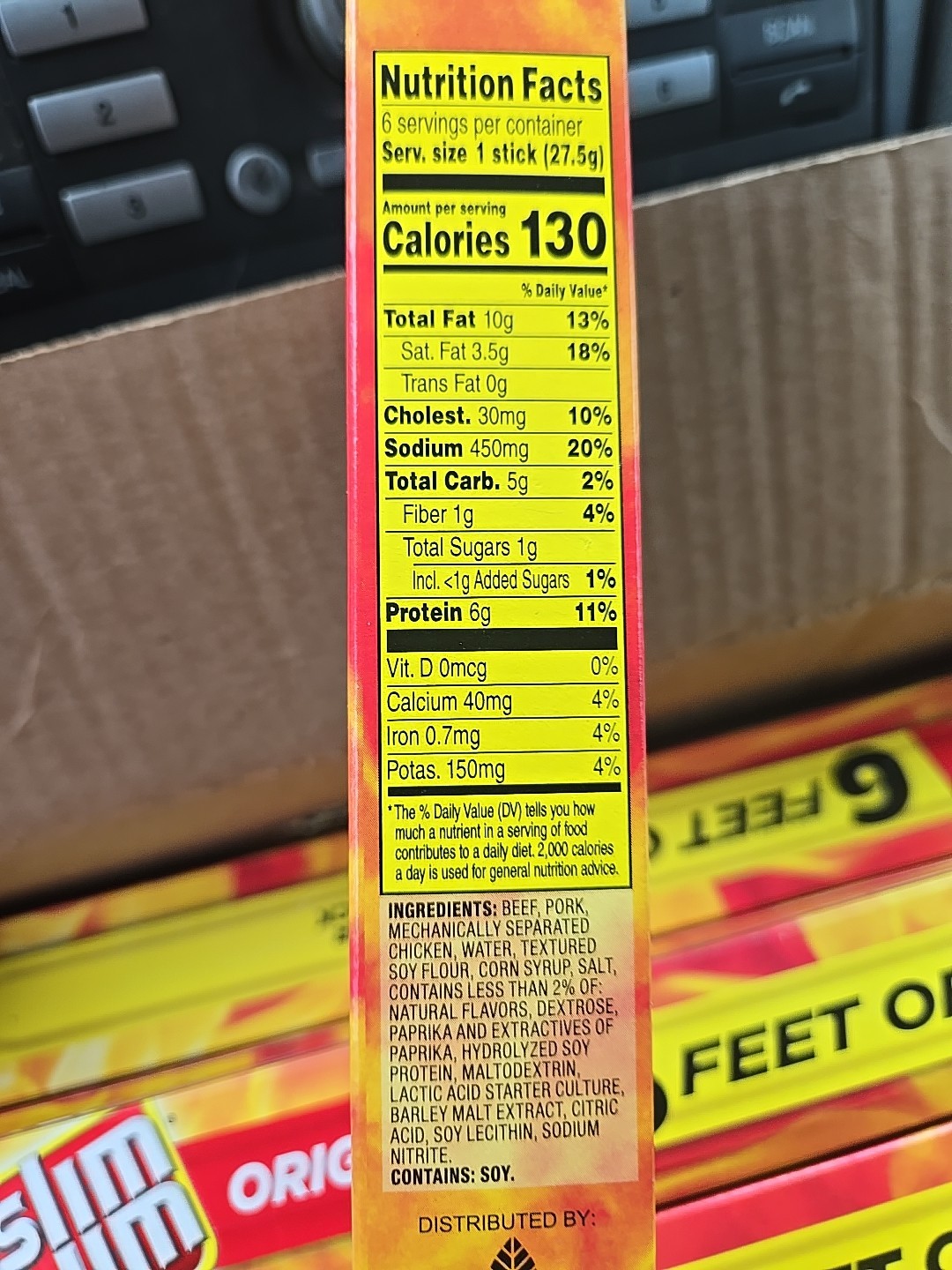 Slim Jim Original 8 Boxes of 6 Sticks Per Box 48 Total Sticks per case
