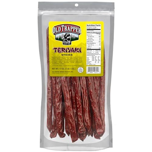 Old Trapper Teriyaki Snack Sticks 17-Ounce Resealable Bag Natural Wood Smoked…