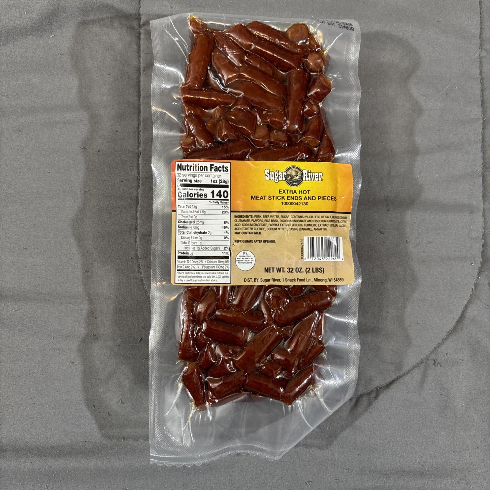 3 x 2lb SUGAR RIVER EXTRA HOT BEEF Meat Stick Ends & Pieces Gluten Free NEW ITEM