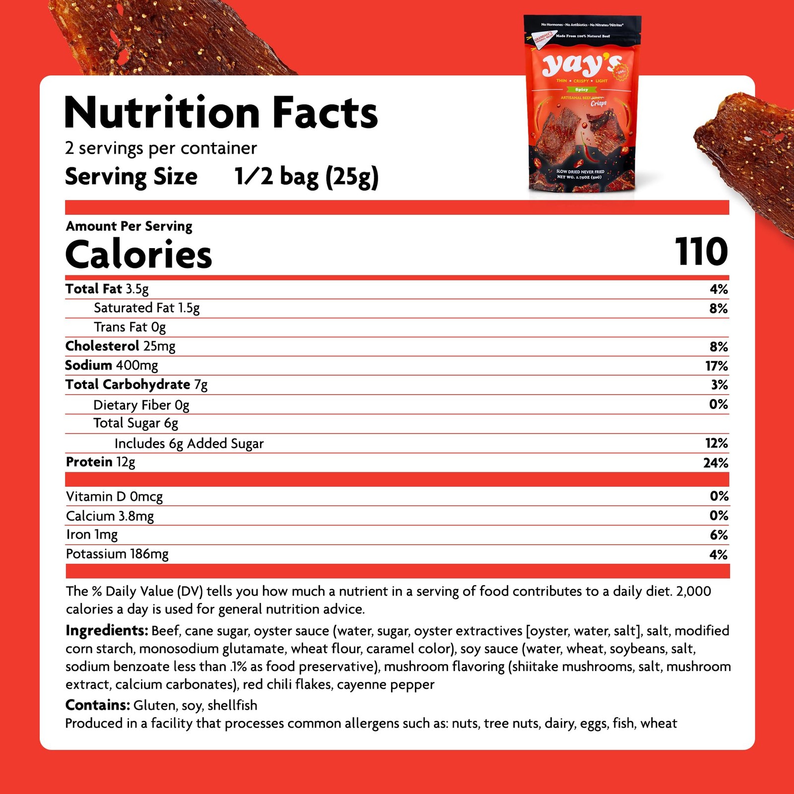 Yay’s Snacks Sweet and Spicy Beef Crisps | Crispy, Crunchy, High Protein Snac…