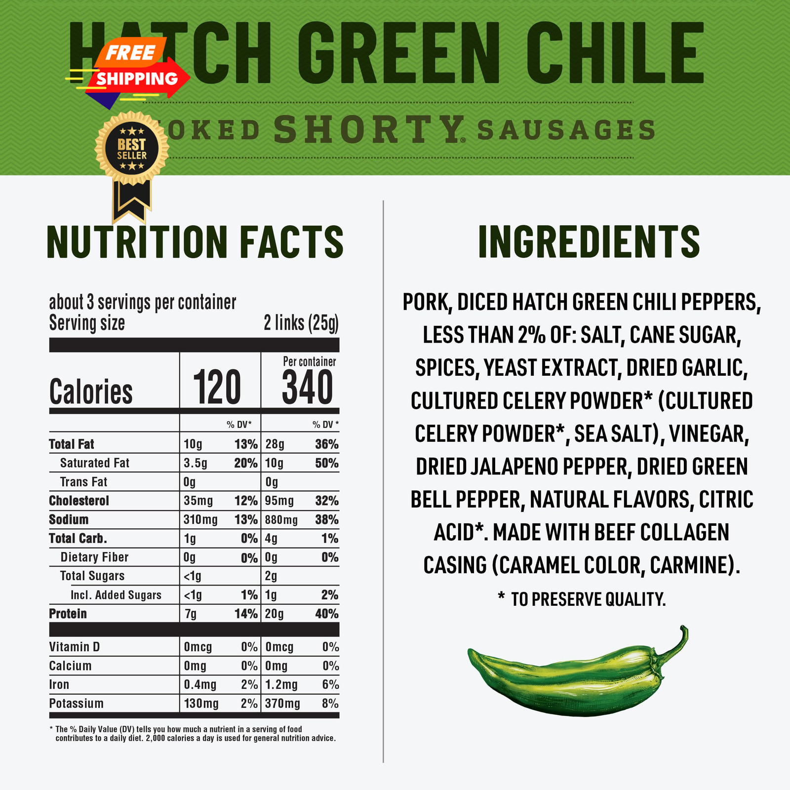 Duke’s Original, Hot and Spicy, Hatch Green Chile 2.5 Ounce (Pack of 9)