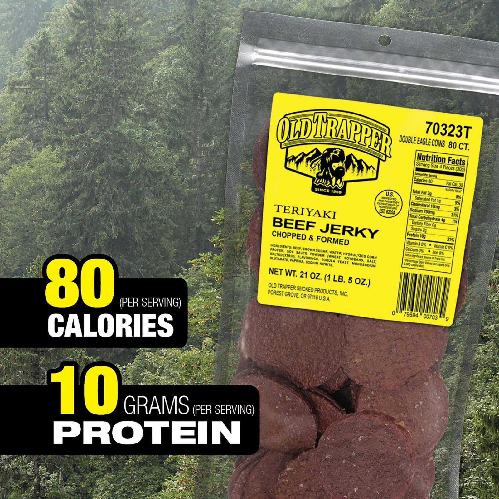 Old Trapper Double Eagle Beef Jerky, Teriyaki Flavor, 21 Ounce Package, Natur…