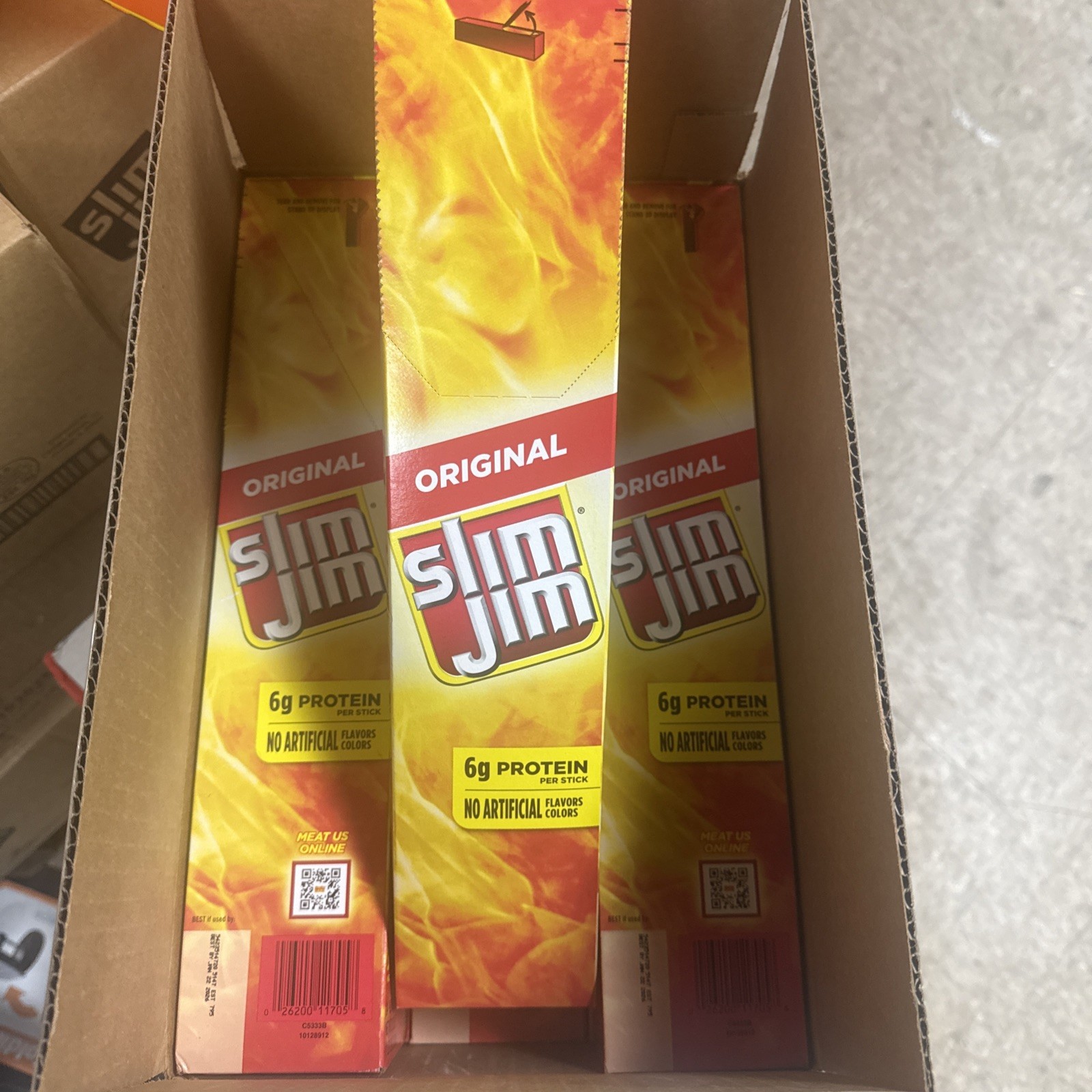 144 Giant Slim Jim Original Meat -giant. – 6 boxes 24 Count each box