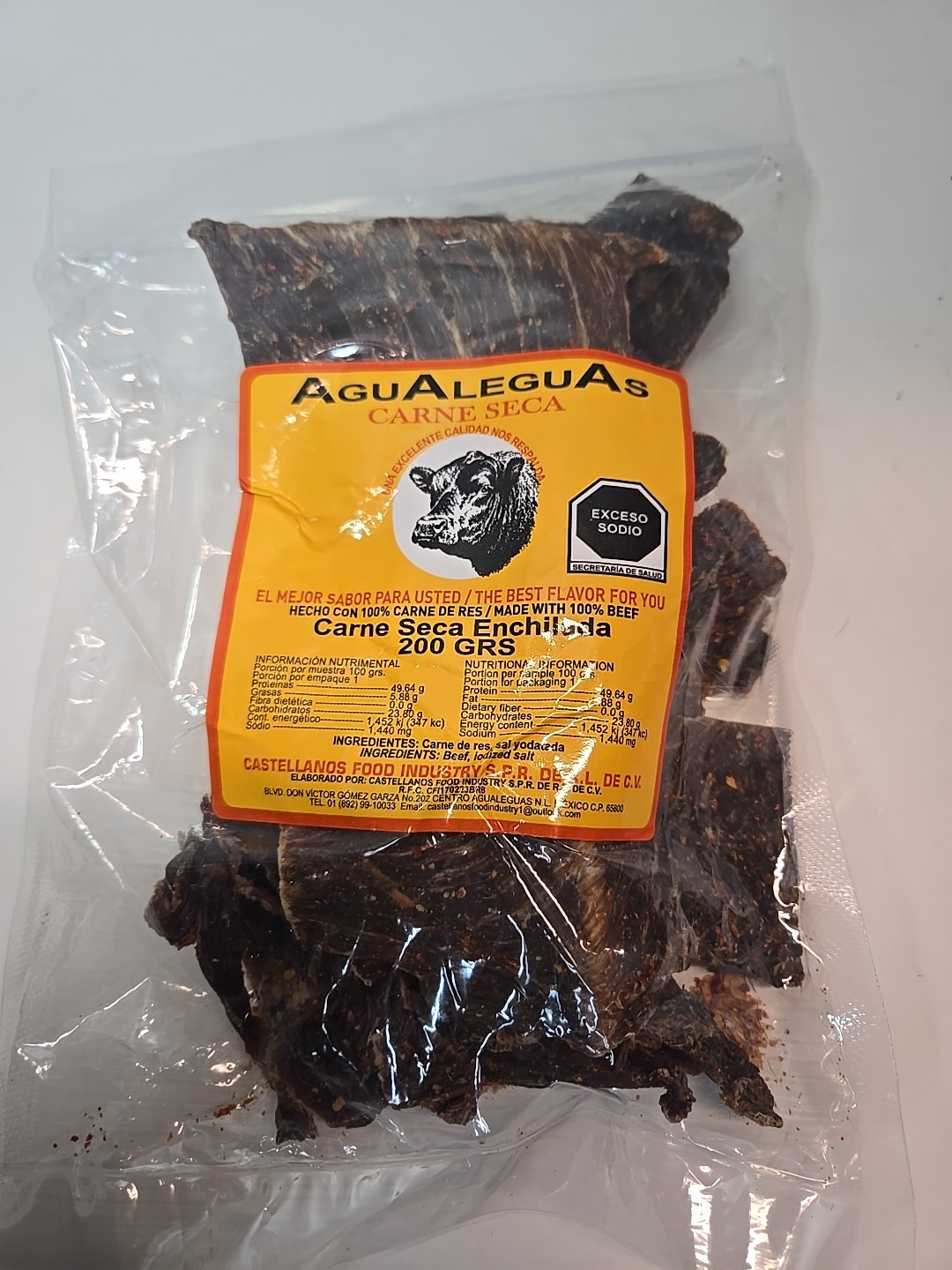 Carne Seca Enchilada De Res Desde Agualeguas Nl Mexico. 200 Gr De Puro Sabor