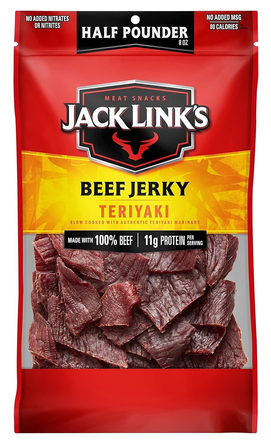 Jack Link’s Teriyaki Beef Jerky Half Pound Bag – 100% Beef, 11g Protein