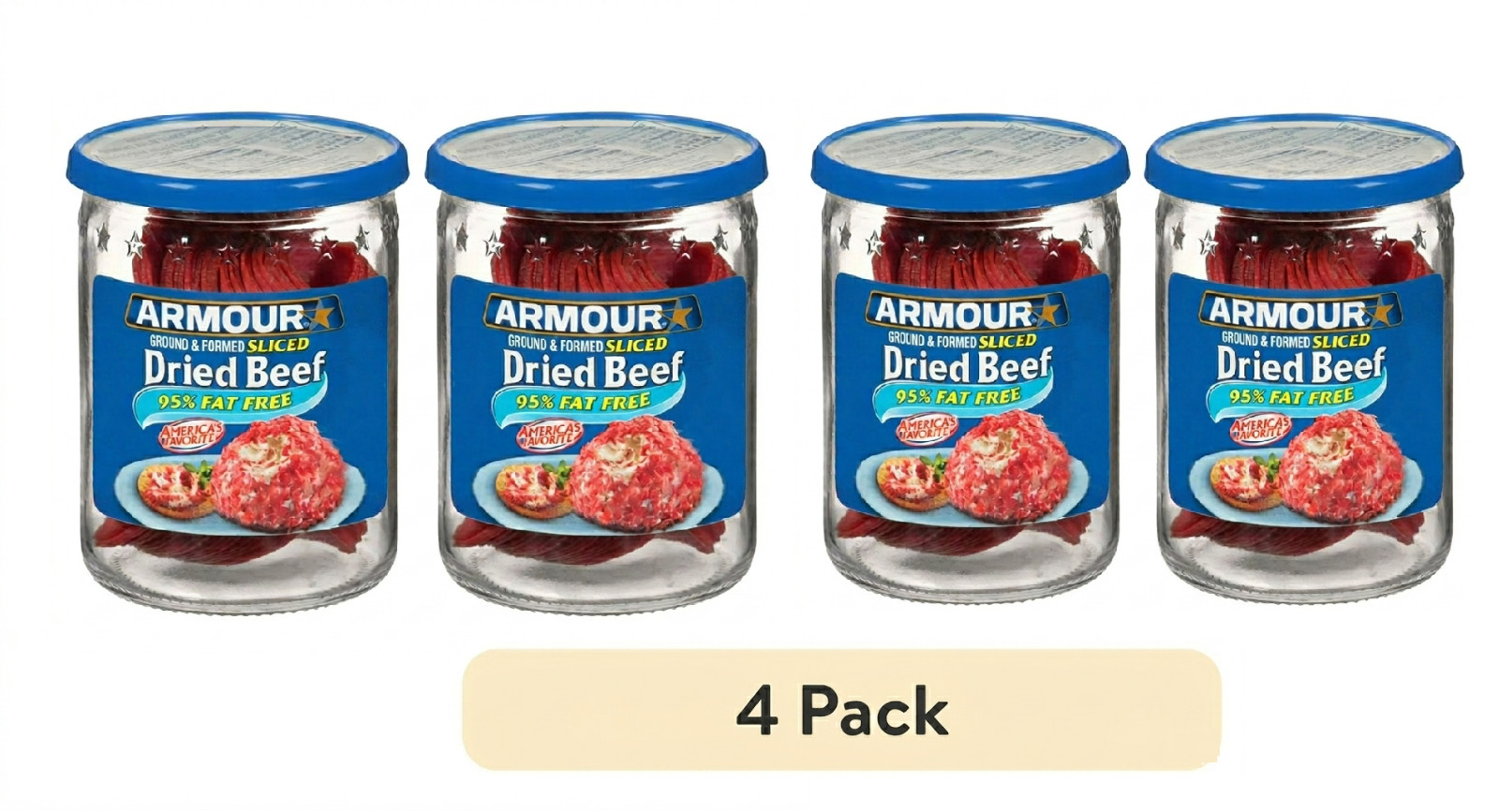 (4 pack) Armour Star Sliced Dried Beef, Jarred Meat, 2.25 oz.