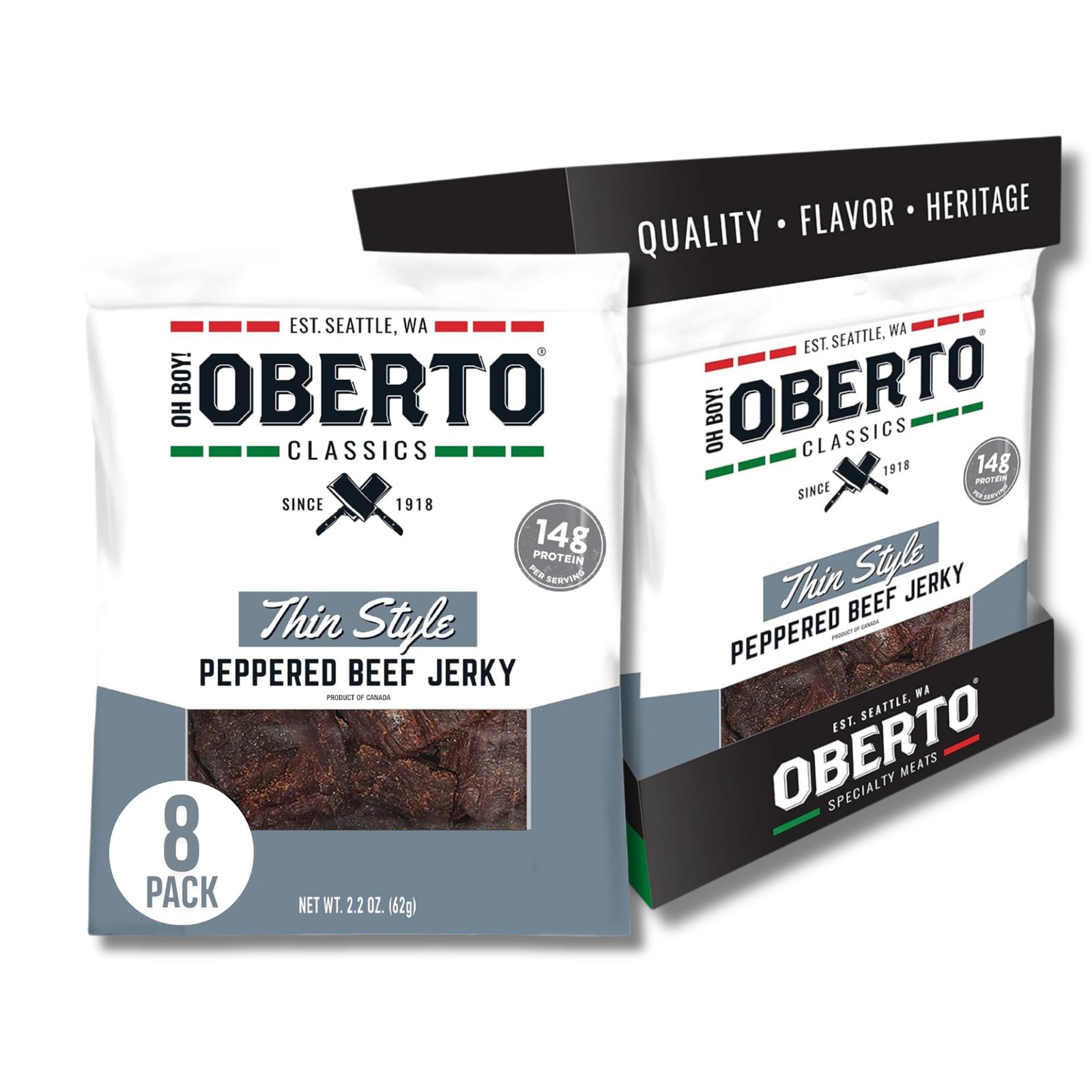 Oberto Classics Thin Style Beef Jerky, Peppered Flavor, No Artificial Ingredi…