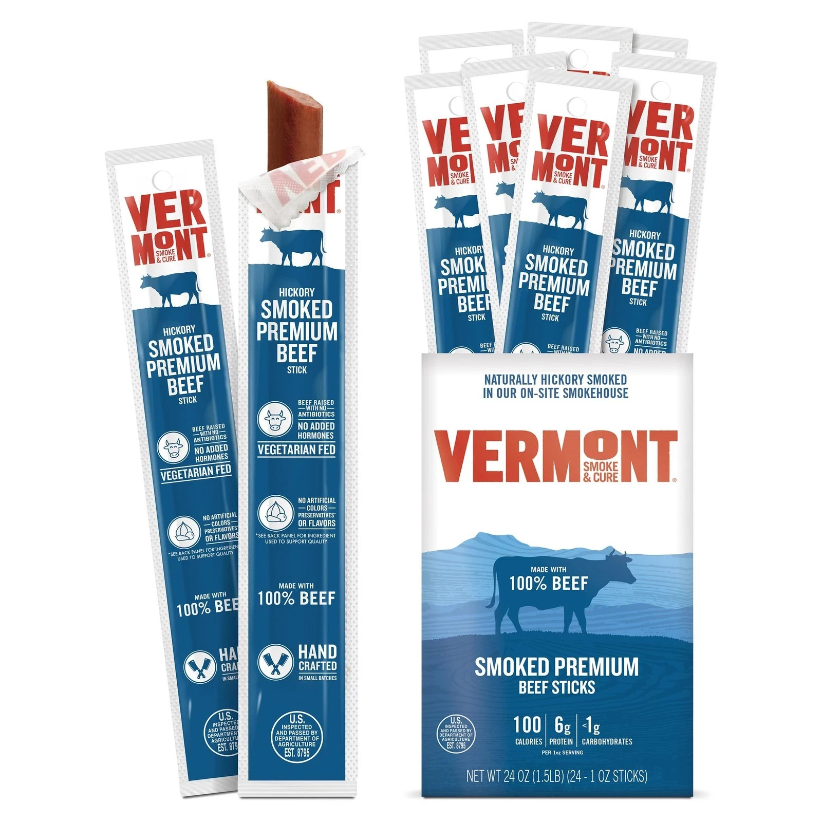 Vermont Smoke Cure – Smoked Premium Beef Sticks – Meat Protein Snack – Porta…