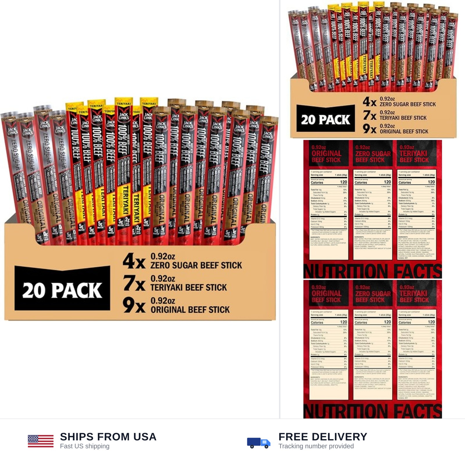 Jack Link’s Beef Jerky Sticks Variety Pack – Original, Teriyaki & Zero Sugar …