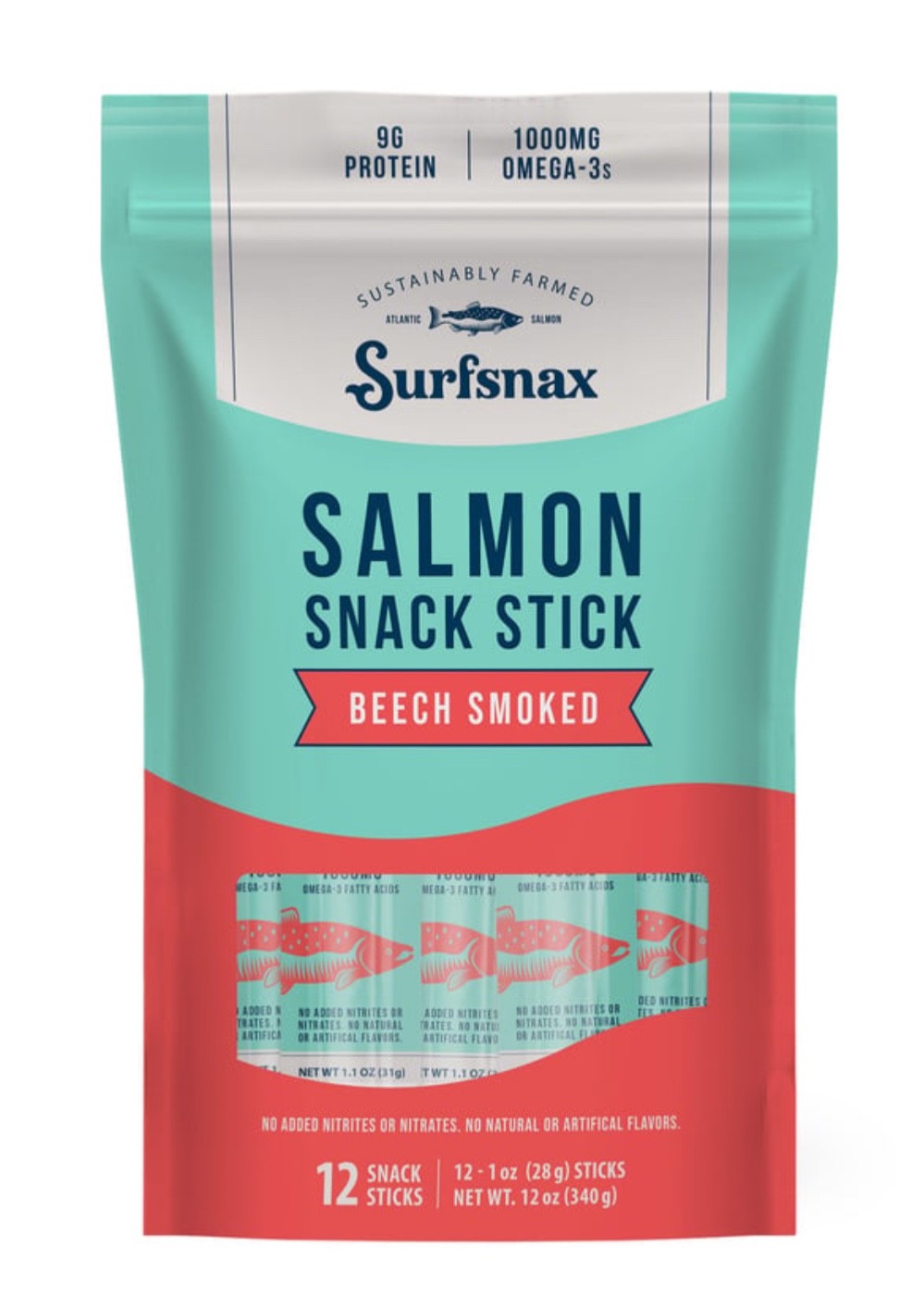 SurfSnax Salmon Stick, 12 Count / 1 oz Each (0.75 lb)