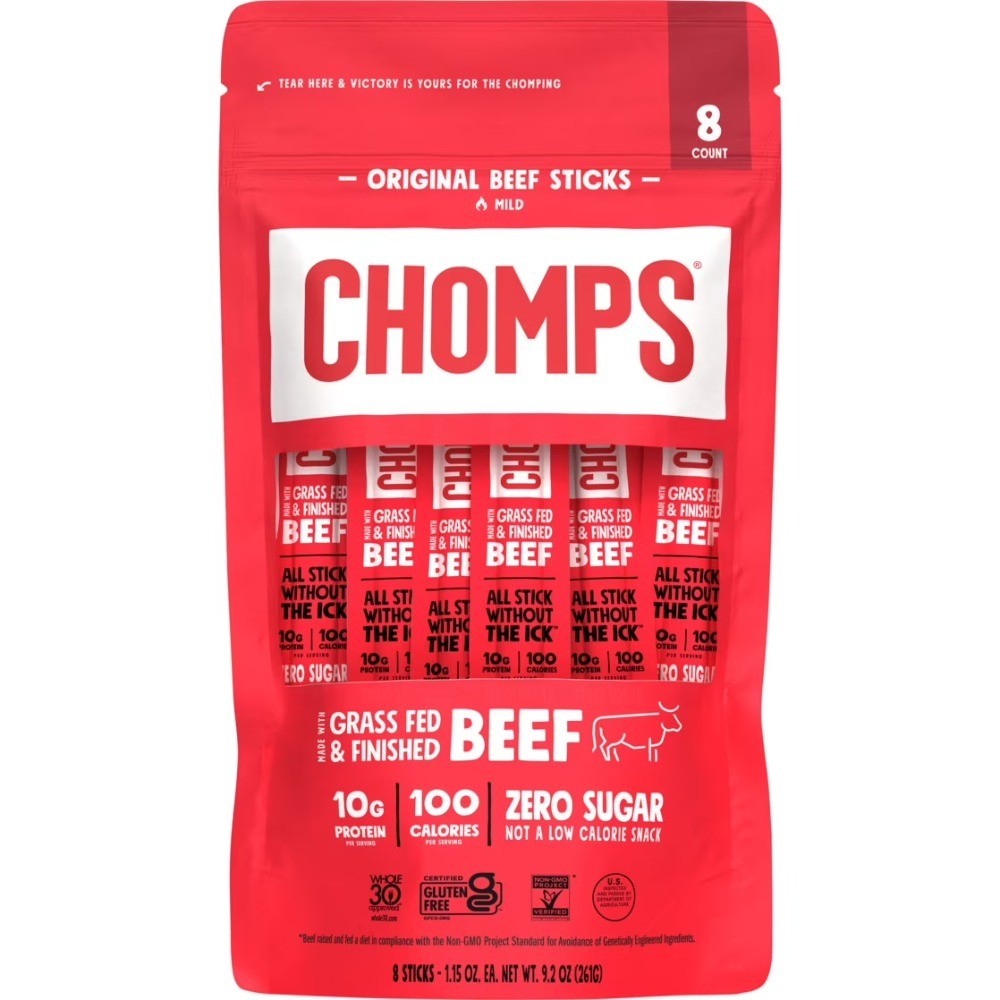 Grass Fed Beef Jerky High Protein Snack 10g Protein Natural Meat Sticks 8 Pack