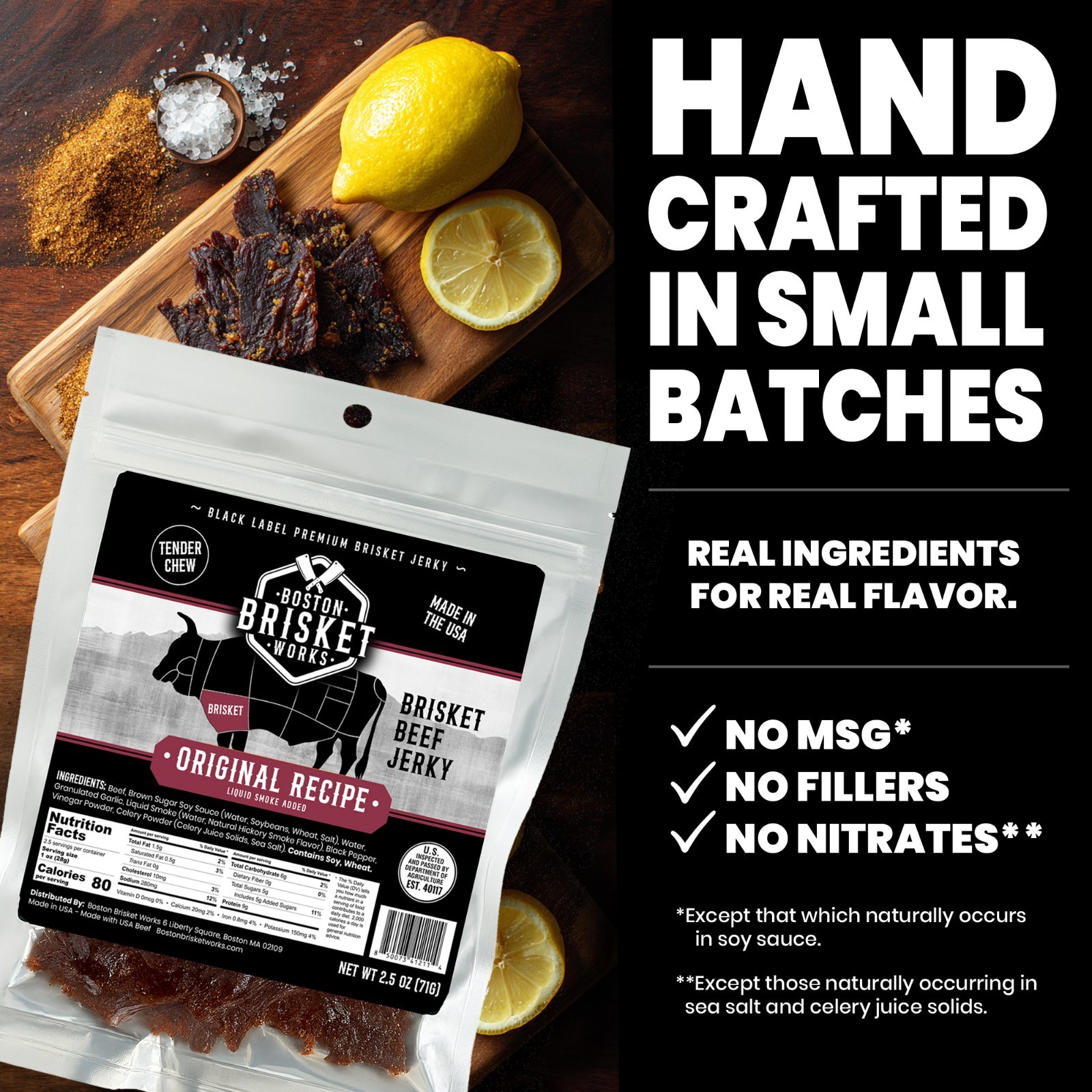 BEEF BRISKET JERKY – Original Flavor – USA Beef – Fast Shipping