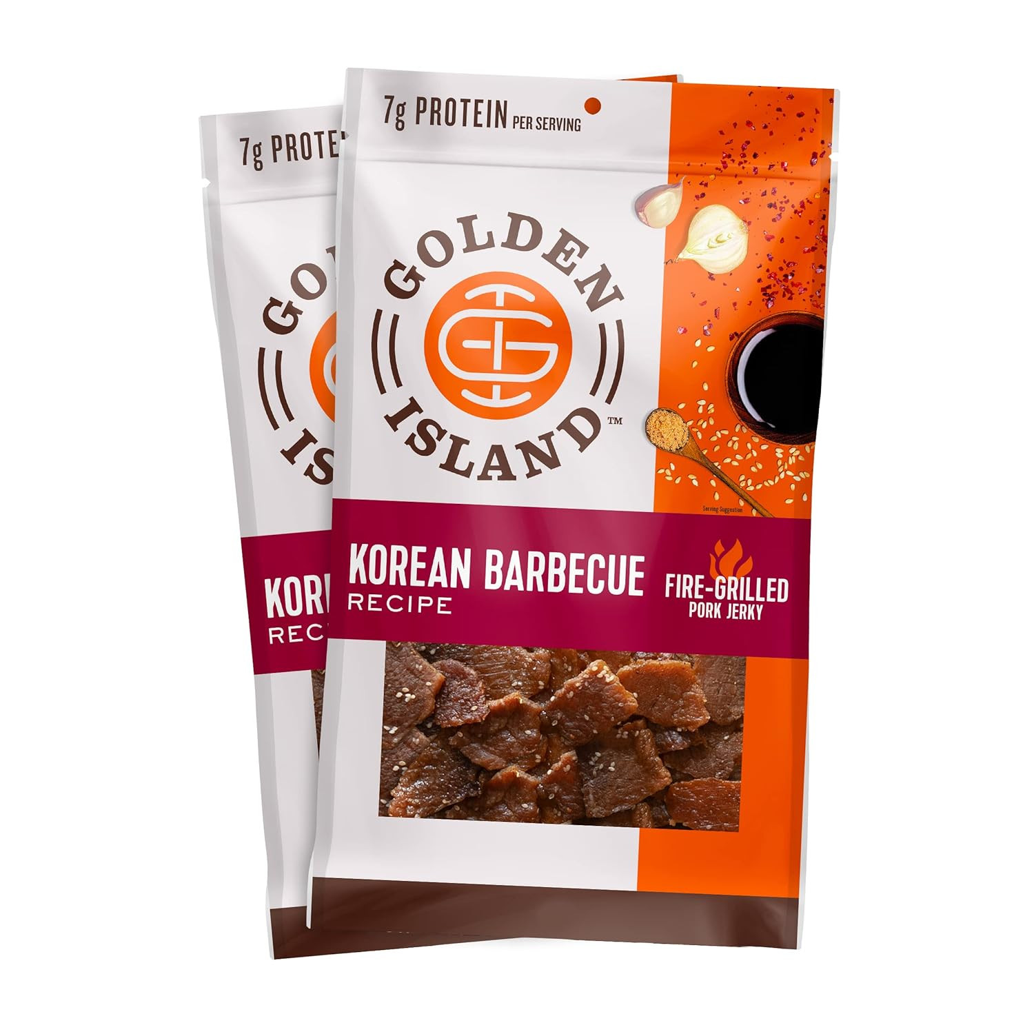 Pork Jerky Korean BBQ Flavored, Specialty Meat Snack, Gluten Free with Korean Ba