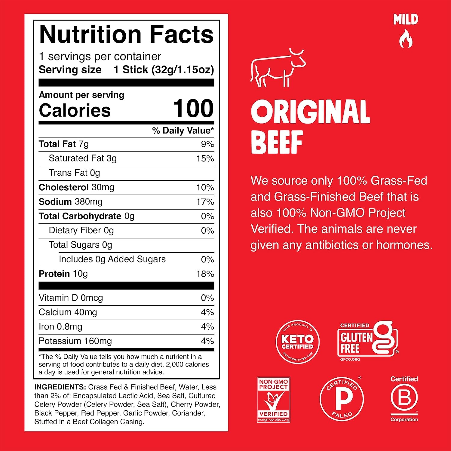 Chomps Original Beef Snack Sticks 24 Pack Grass Fed Keto Zero Sugar Protein…