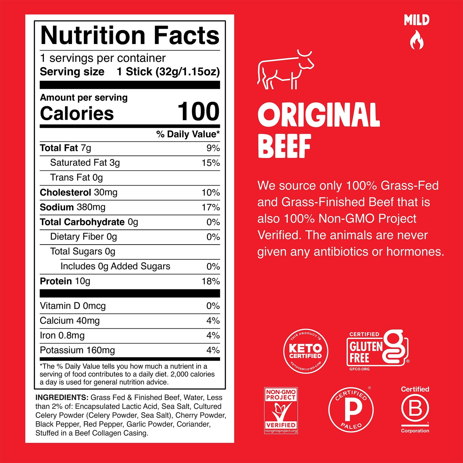 Chomps Grass-Fed and Finished Original Beef Jerky 11.5 Ounce (Pack of 1)