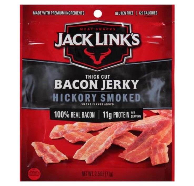 Jack Link’s Bacon Jerky, Hickory Smoked, 2.5 oz. Bag (Pack of 4)