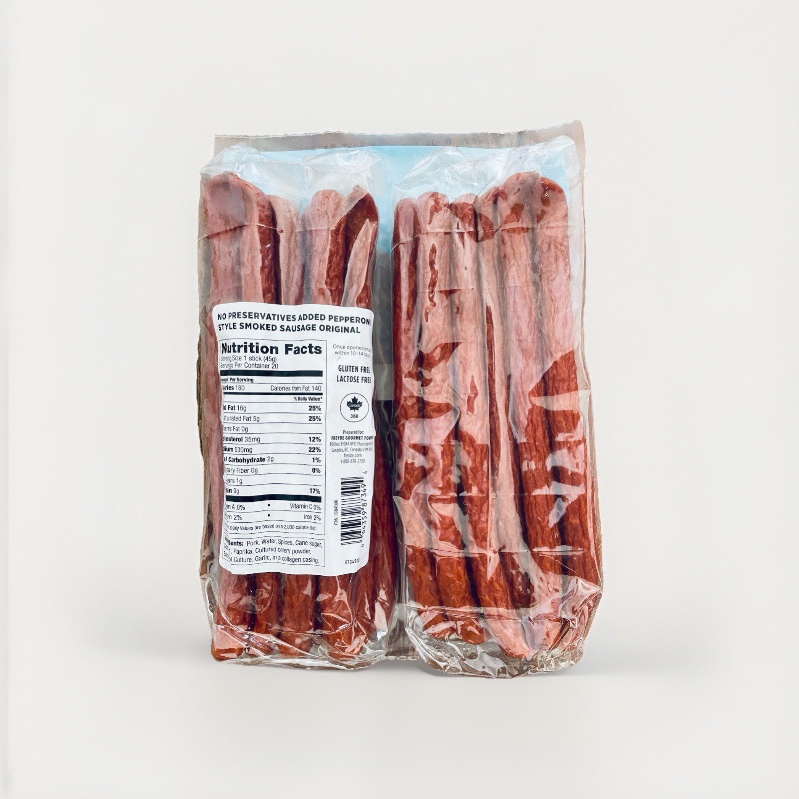 Freybe Big Pepperoni Style Smoked Sausage Stick 2 x 16 Ounce Bags