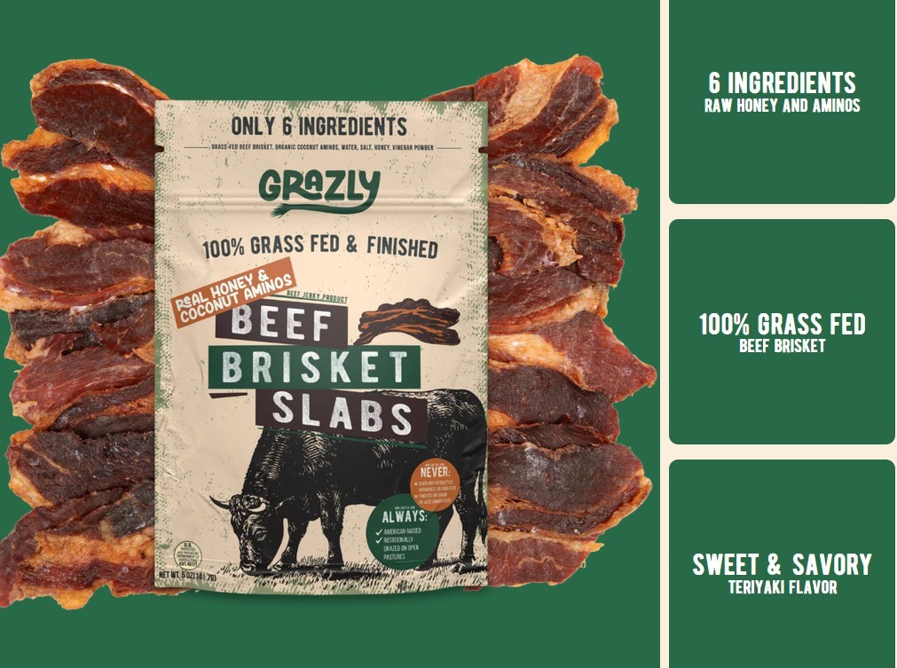Grazly Beef Brisket Slabs w/ Raw Honey & Coconut Aminos Grass Fed and Finished