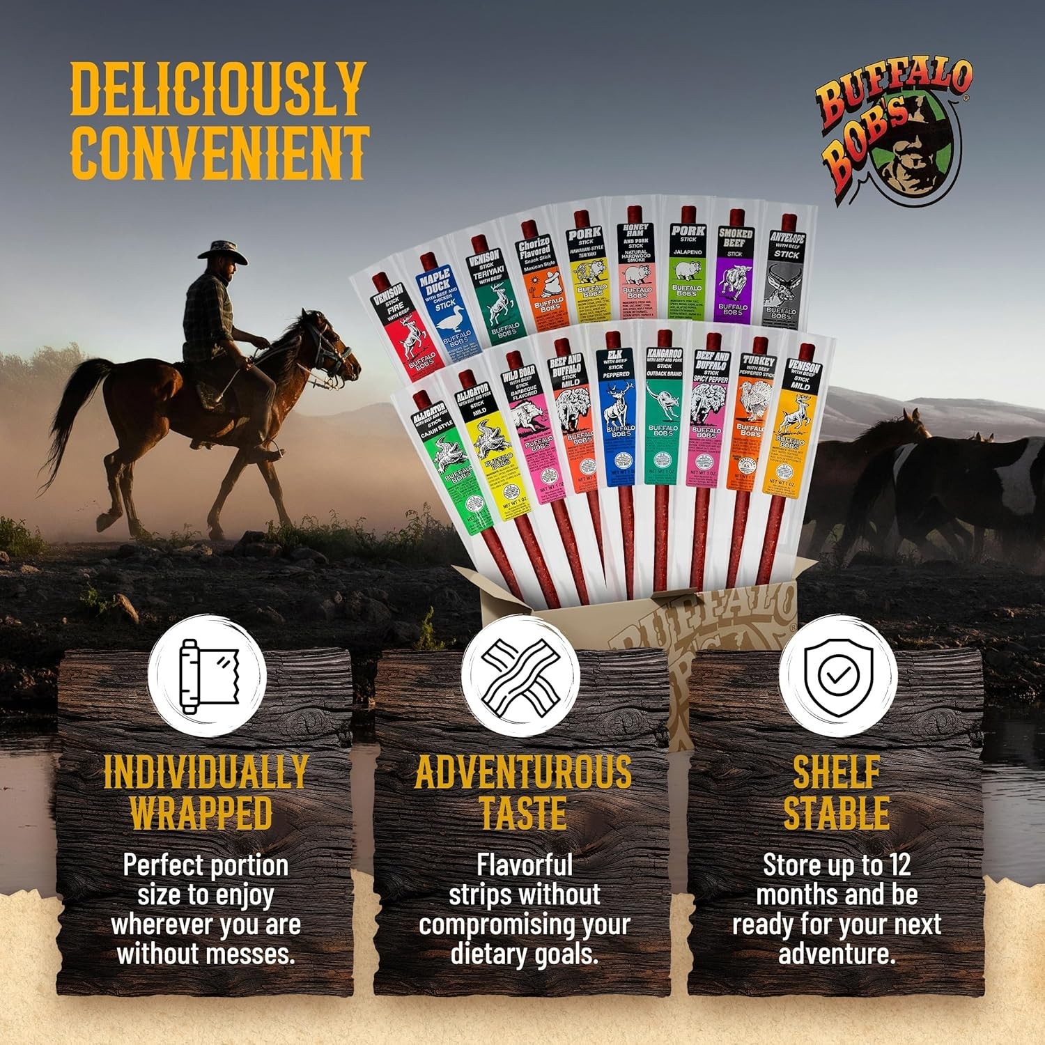 Buffalo Bob’s Wild Game Meat Snack Stick – Alligator Cajun Stick 10… Fast Ship