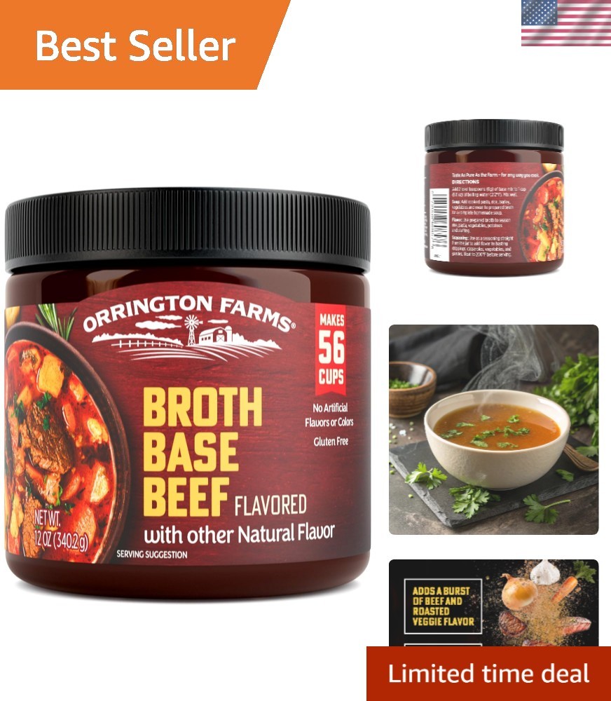 12 oz Gluten-Free Beef Broth Base – Granulated Bouillon for Savory Cooking