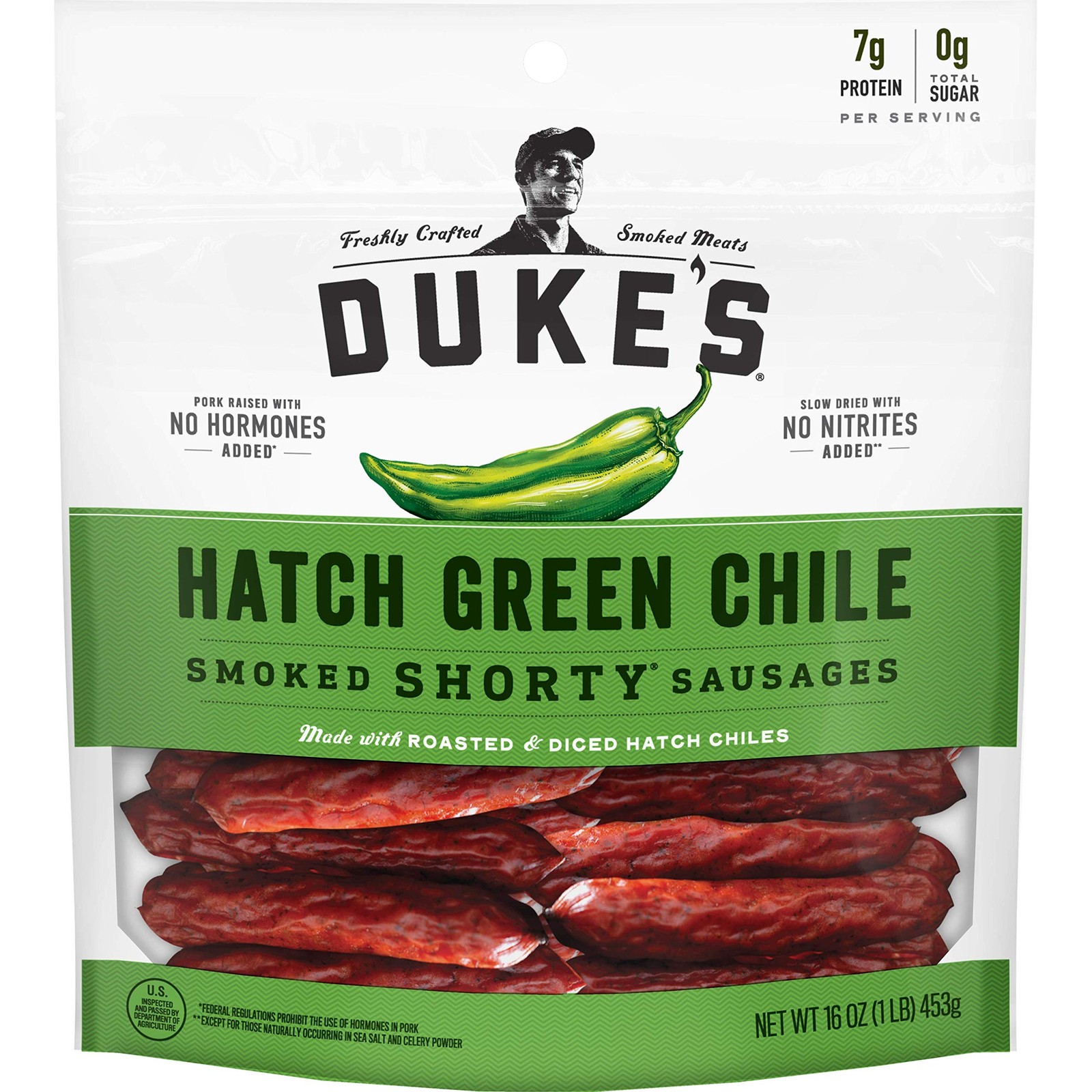 Duke’s Pork Hatch Green Chile Smoked Shorty Sausages, 7g Protein Per Serving,…