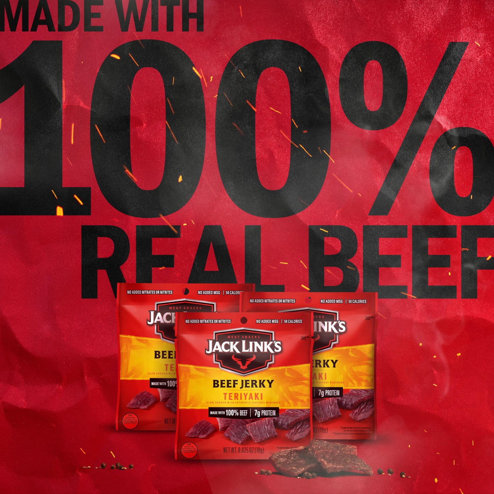 Jack Link’s Teriyaki Beef Jerky Multipack – (5 Pack) 0.625 oz Bags – Ready to…