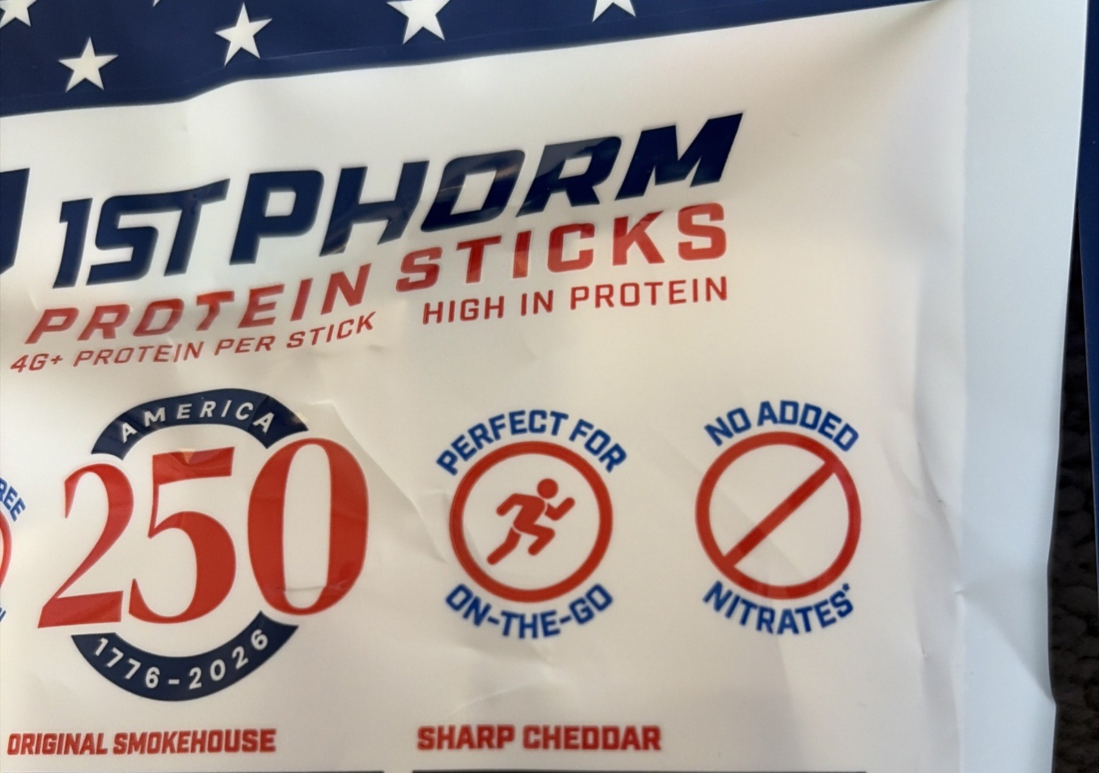 6 Pack 1st Phorm Sharp Cheddar, Original, BBQ Protein 84 Total Mini Meat Sticks