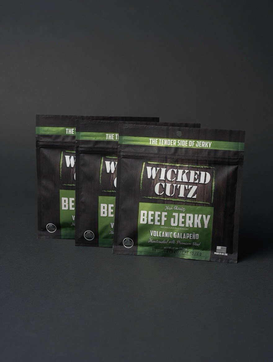 Bundle of 3 – Wicked Cutz Volcanic Jalapeño Beef Jerky 2.75oz Pantry Snack